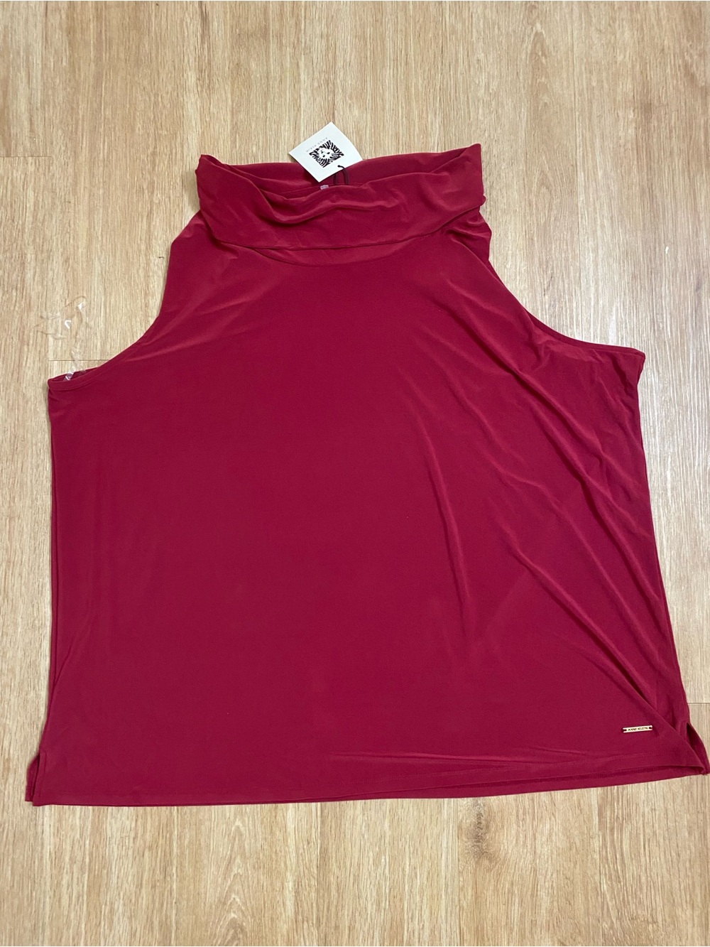 Anne Klein Burgundy Sleeveless Mock Neck Tank